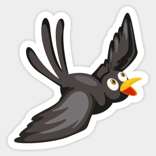 happy blackbird flying Sticker